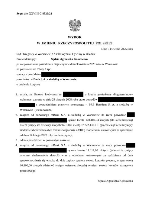Skan wyroku: mBank, unieważnienie umowy